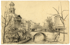 202900 Gezicht op de Viebrug over de Oudegracht te Utrecht, met links de St. Augustinuskerk (Oudegracht 69) en op de ...